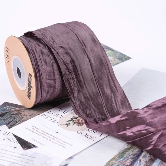 XmhyTop 10 Yards Fabric Crinkled Ribbon,Silk-Like Wrinkled Ribbons,for Gift Wrapping Basket Wreaths Bows Making Home Event Decor Christmas Tree Top Bows,A04