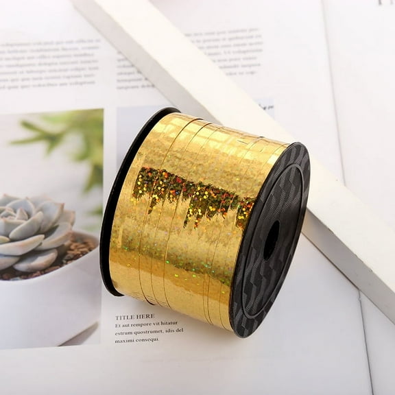 XmhyTop 100 Yard Yellow Ribbon, Shiny Metallic Curling Ribbon for Gift Wrapping, Balloon Ribbon, Laser Ribbon, Curly Ribbon for Christmas, Valentine's Day, Birthday