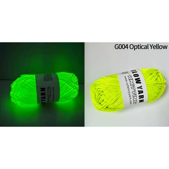 XmhyTop 100G (2 Roll) Knitting Yarn,Polyester Yarn Glow in The Dark Multiple Colour Anti-Fade Soft DIY Thread Hand Crocheted Scarf Hat Shawl Luminous Fine Yarn for Hand Knitting,Fluorescent Yellow