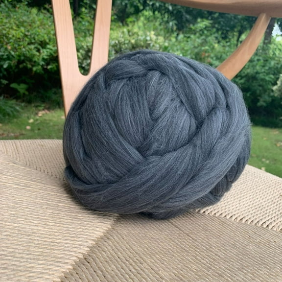 XmhyTop 100g Wool Roving Yarn, Fiber Roving Wool Top, Wool Felting Supplies, Chunky Yarn, Spinning Wool Roving for Needle Felting Wet Felting DIY Hand Spinning ,Dark Grey