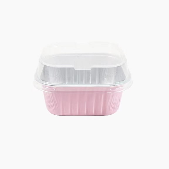 XmhyTop 100pcs Mini Aluminum Foil Cupcake Baking Cups with Lids Disposable Mini Cake Containers Flan Molds for Pudding, Souffle, Party, Wedding (Pink)