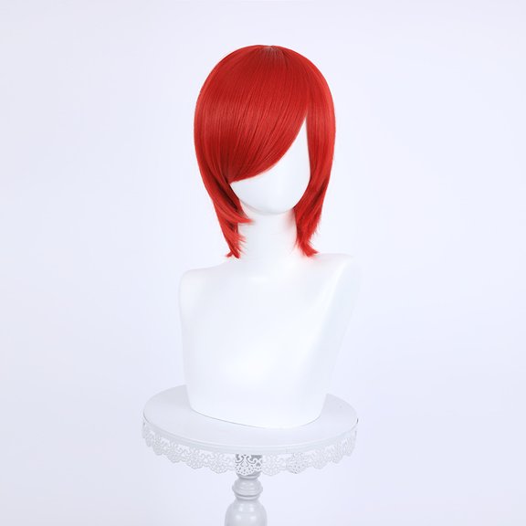 XmhyTop 12 Inch Short Straight Synthetic Styling Head Cover, Multipurpose Themed Outfit Hair Piece For Cosplay Events & Holiday Party Looks, Red