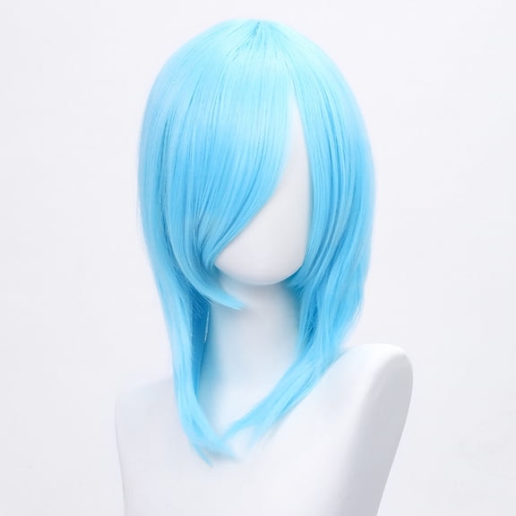XmhyTop 14 Inch (40cm) Medium-Length Straight Cosplay Bob Wig -For Female, Blue