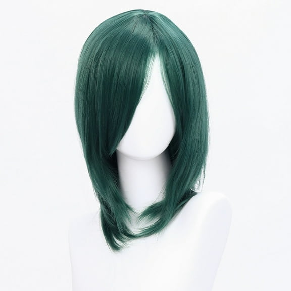 XmhyTop 14 Inch (40cm) Medium-Length Straight Cosplay Bob Wig -For Female, Dark Green