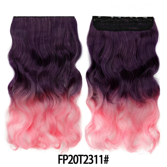 XmhyTop 17.7" Long Straight Clip in Hair Extensions, Full Head One Piece Style with 5 Clips, Highlight Synthetic Fibre, Easy-to-Wear for Women, Dark Purple to Dark Pink