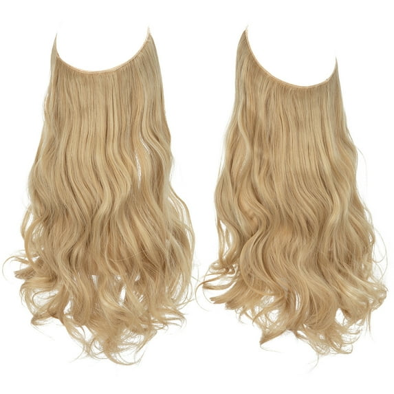 XmhyTop 18" Long Wavy Curly Hair Topper with Invisible Fishline Adjuster, Seamless No-Clip Design, Natural-Looking Synthetic Hair Piece for Women,Butter Blonde