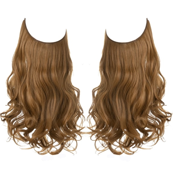 XmhyTop 18" Long Wavy Curly Hair Topper with Invisible Fishline Adjuster, Seamless No-Clip Design, Natural-Looking Synthetic Hair Piece for Women,Light Auburn