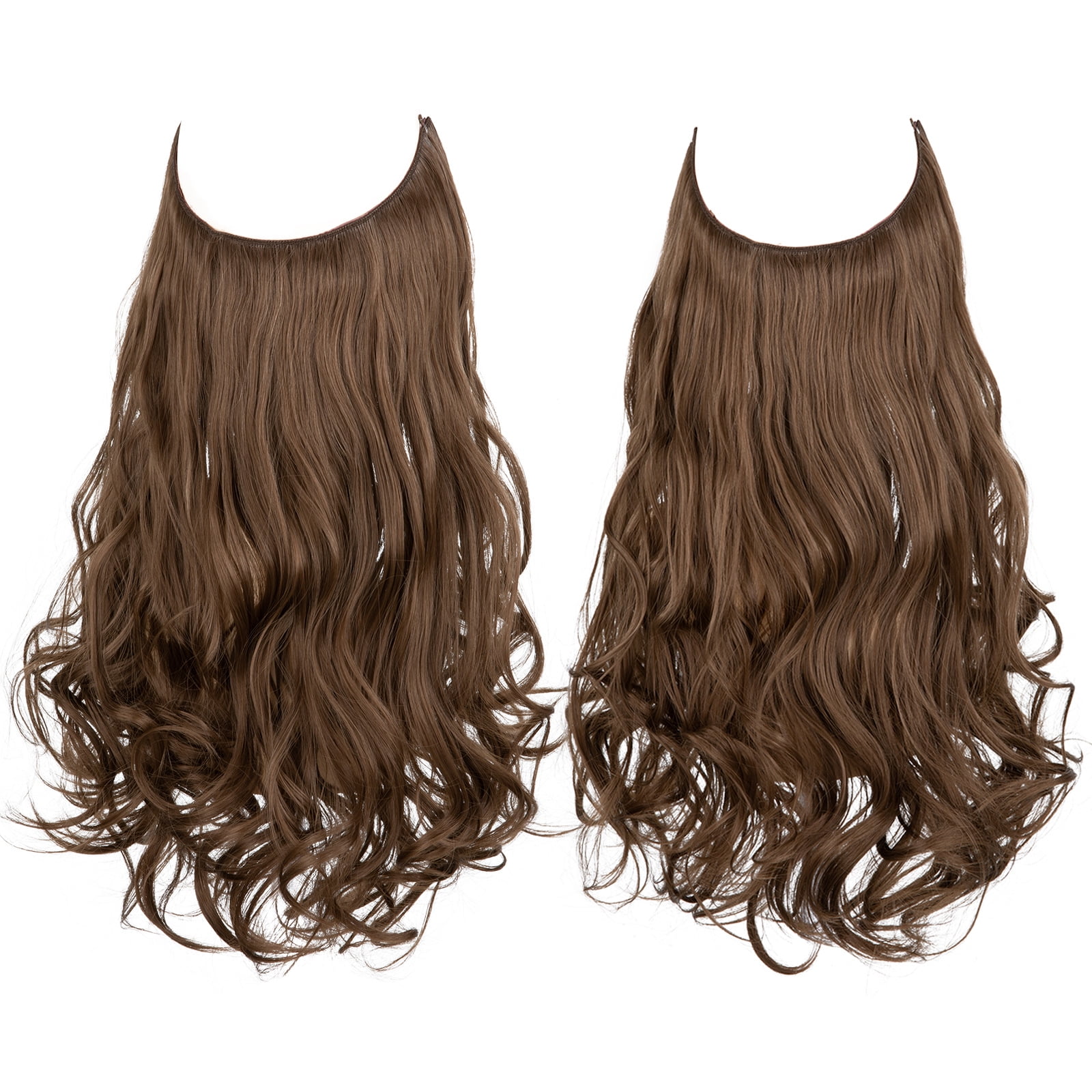 XmhyTop 18" Long Wavy Curly Hair Topper with Invisible Fishline ...