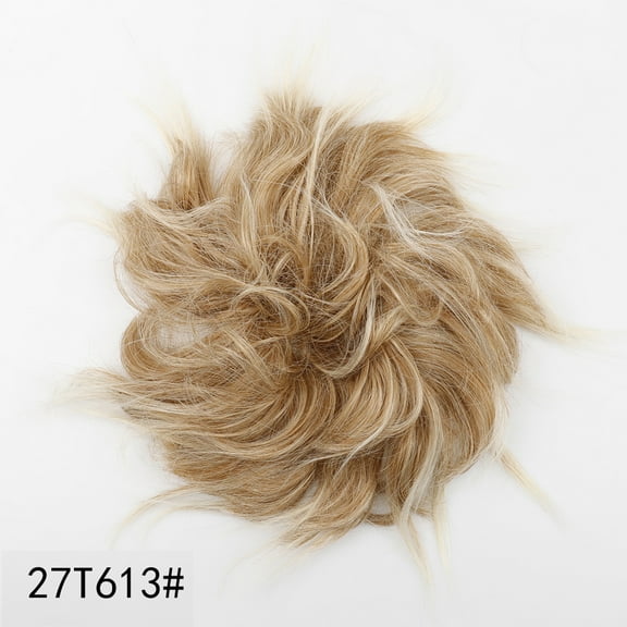 XmhyTop 1PCS Messy Hair Bun Piece Updo Fake Scrunchies Extension Wavy Curly Hairpieces Ponytail Chignon Headband for Women, Dark Blonde