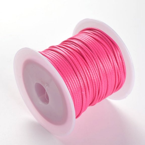 XmhyTop 1mm Fiber Textile Wax Rope Cord for Necklace, Bracelets, Jewellery, Braiding-2 roll,Dark Pink