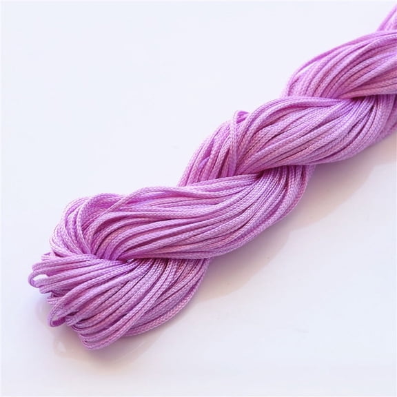 XmhyTop 1mm Satin Trim Cord Chinese Knotting Cord Nylon Macrame Thread Rattail Silk Cord Beading String for Necklace Bracelet Jewelry Making,Light Purple