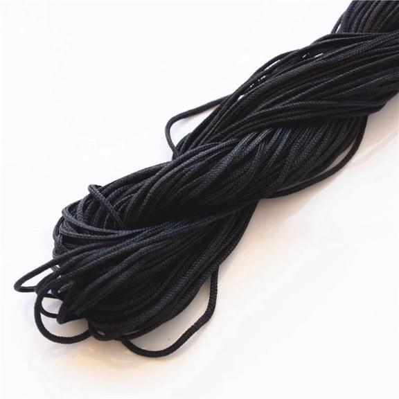 XmhyTop 1mm Satin Trim Cord Chinese Knotting Cord Nylon Macrame Thread Rattail Silk Cord Beading String for Necklace Bracelet Jewelry Making,Black