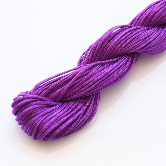 XmhyTop 1mm Satin Trim Cord Chinese Knotting Cord Nylon Macrame Thread Rattail Silk Cord Beading String for Necklace Bracelet Jewelry Making,Purple