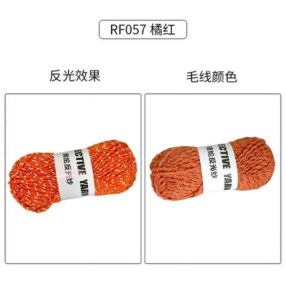 XmhyTop 1pcs Reflective Yarn,Sparkle Yarn,Silver Yarn,for Crafts Glow in The Dark Yarn for Crochet for Reflective High Visibility Warm Winter Loop Reflective Hat50g55 YardsOrange