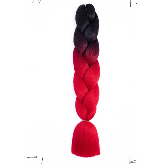 XmhyTop 2 Bundles 24" Rainbow Two-Tone Ombre Jumbo Braid Hair - Crochet, Twist & Box Braiding Extensions,Black to Red