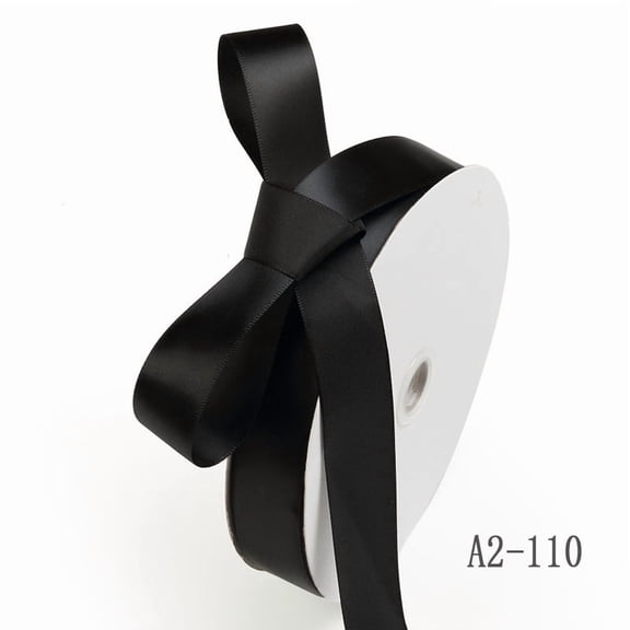 XmhyTop 2-Pack 0.98" x 5.47 Yards Polyester Gift Ribbon, Silky Smooth Ribbon for Wrapping & Crafts, Black