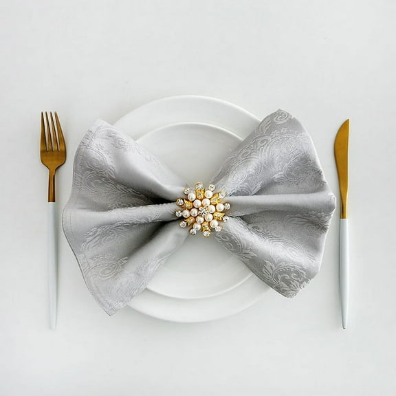 XmhyTop 2 Pack Damask Cloth Napkins 19.68 x 19.68 Inch, Table Cloth Napkins Square Satin Napkins Fabric Dinner Napkins for Wedding Party Banquet, Grey B