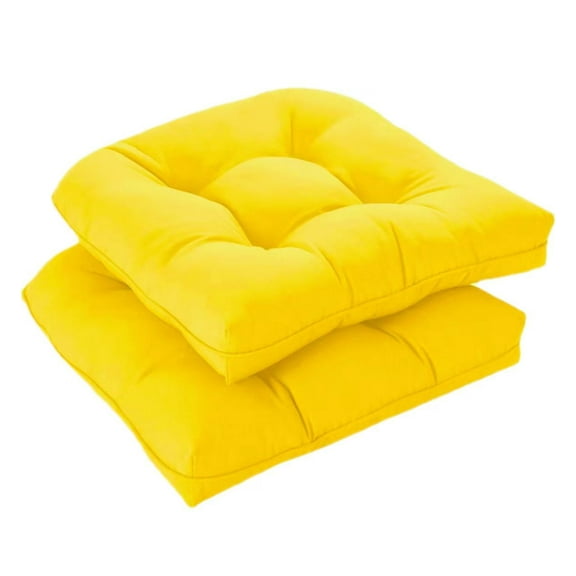 XmhyTop 2 Pack Extra Thick Square Garden Cushions, All-Weather Comfort Pads for Home, Kitchen & Office Seats, 19x19 Inches (Yellow)