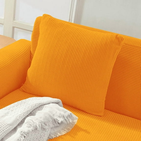 XmhyTop 2 Packs 18x18 Inch Neutral Striped Corduroy Throw Pillow, Soft Plush Square Cushion for Rustic Farmhouse Boho Living Room Couch Sofa Bed, Orange