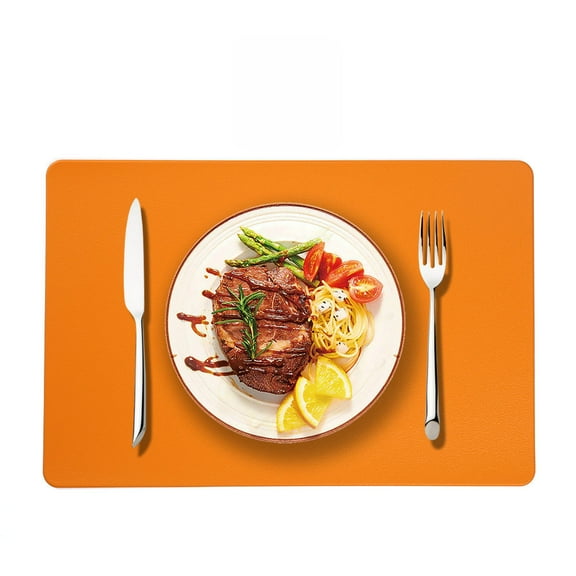 XmhyTop 2 Pcs orange Mat for Table, 45*30cm PVC Placemats for Dining Table, Waterproof & Heat-Resistant Table Mats, Easy to Clean for Kitchen, Parties & Daily Use - Durable Table Place Mats