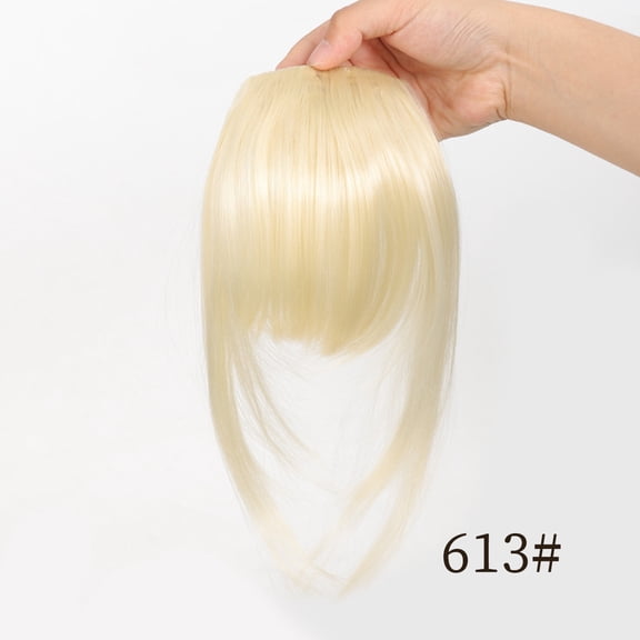 XmhyTop 2 Piece Glueless Clip-in Bangs Wig Piece, 7in Bangs & 12in Sideburns Synthetic Natural-Looking Hair Extensions, Light Blonde