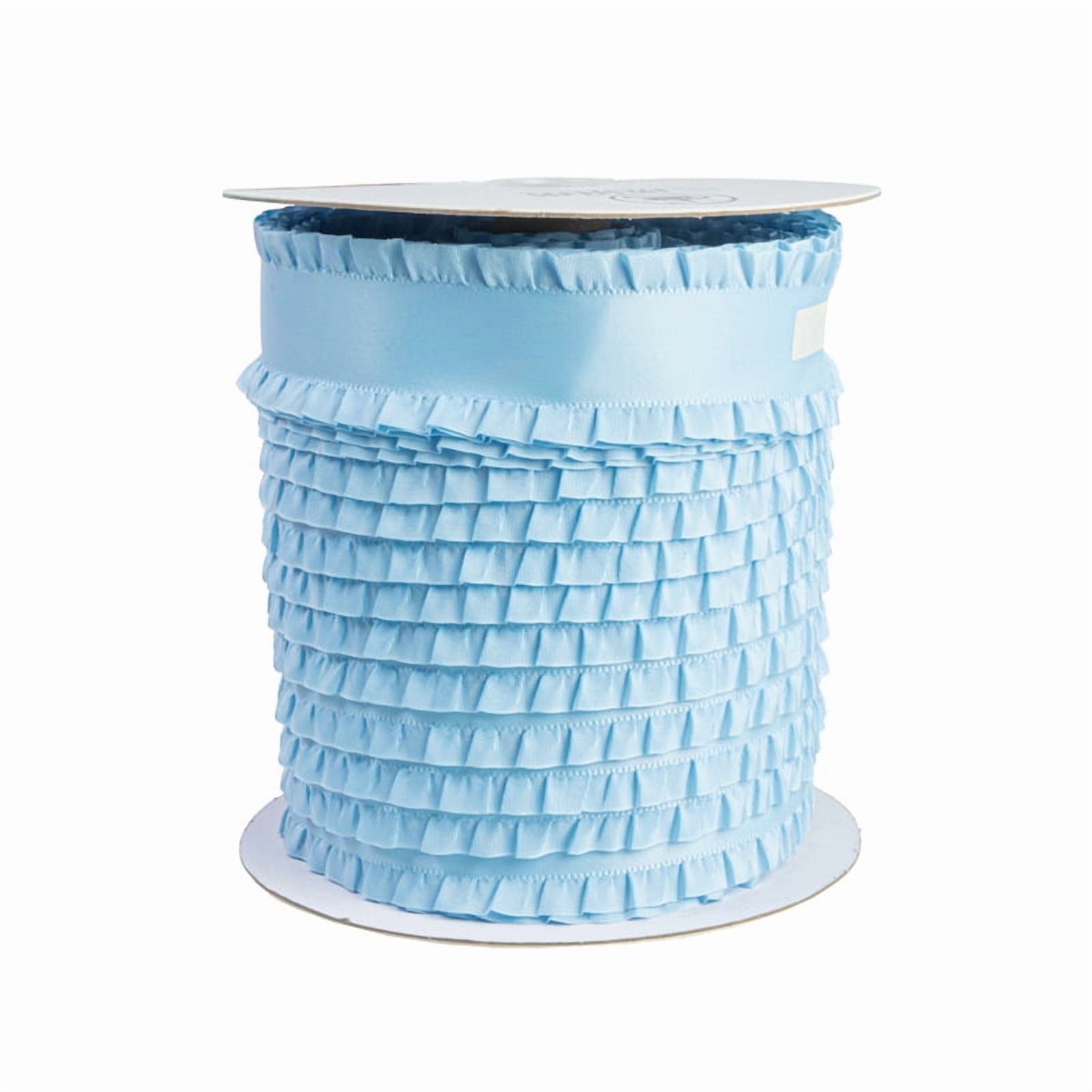 XmhyTop 2 Roll 0.99" Wide x 50 Yards Extra Long Ruffled Ribbon, Decorative Gift Wrapping Ribbon for Crafts, Holiday & Event Decor, blue