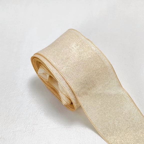 XmhyTop 2-Roll 1.57" 5 Yards Shimmery Silk Chiffon Ribbon, Elegant Decor Ribbon for Bridal Bouquets, Christmas Gift Wrapping, Wedding Decor & Invitation Decorations, Beige