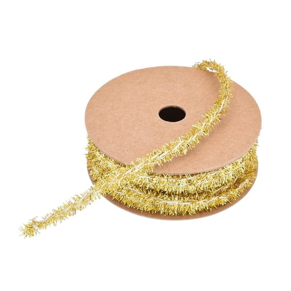XmhyTop 2 Rolls 10 Yards Christmas Tree Decoration Rope Ribbon Glitter Hanging Rope for Wedding Birthday Holiday New Year Christmas Party Home Decoration,Yellow