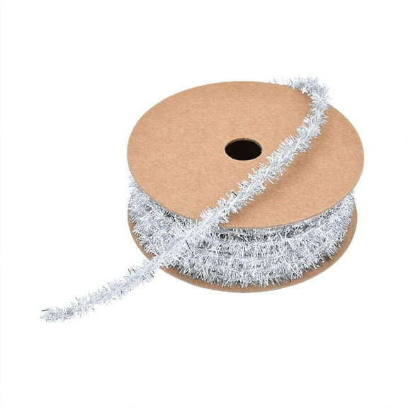 XmhyTop 2 Rolls 10 Yards Christmas Tree Decoration Rope Ribbon Glitter Hanging Rope for Wedding Birthday Holiday New Year Christmas Party Home Decoration,Silvery