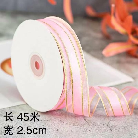 XmhyTop 2 Rolls 2.5cm x 50yd Polyester Ribbon, Durable Craft Ribbon Perfect for Gift Wrapping, DIY Crafts & Decor, Style A light pink