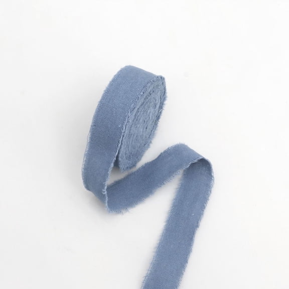 XmhyTop 2 Rolls 2cm x 9.8Yd Cotton-Linen Fringe Ribbon, Handmade Silk-Blend Ribbons for Wedding & Christmas Decor, Blue
