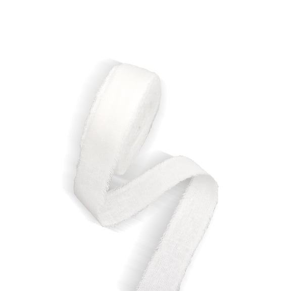 XmhyTop 2 Rolls 2cm x 9.8Yd Cotton-Linen Fringe Ribbon, Handmade Silk-Blend Ribbons for Wedding & Christmas Decor, White