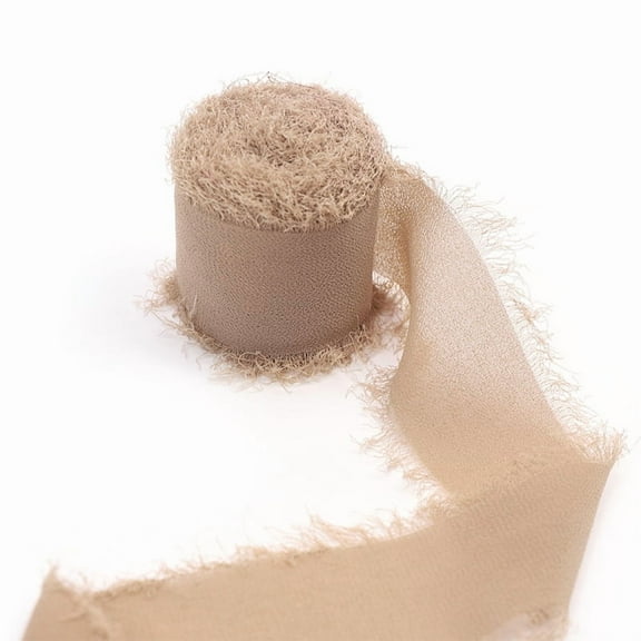 XmhyTop 2 Rolls 3.8cm x 5m Polyester Fabric Ribbon, Durable Craft Ribbon Perfect for Gift Wrapping, Bouquet Decor & DIY Projects, Khaki