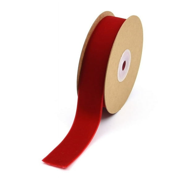 XmhyTop 2 Rolls Velvet Ribbon, 1 Inch x 22 Yards/Roll, Classic Elegant Flocked Ribbon for Gift Wrapping, Crafts & Decor, Red