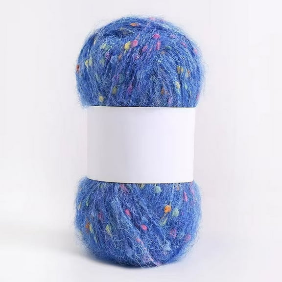 XmhyTop 200g Colorful Dots Mohair Yarns Soft Thread DIY Hand Knitted Crochet Woven for Scarf Shawl CraftsDark Blue