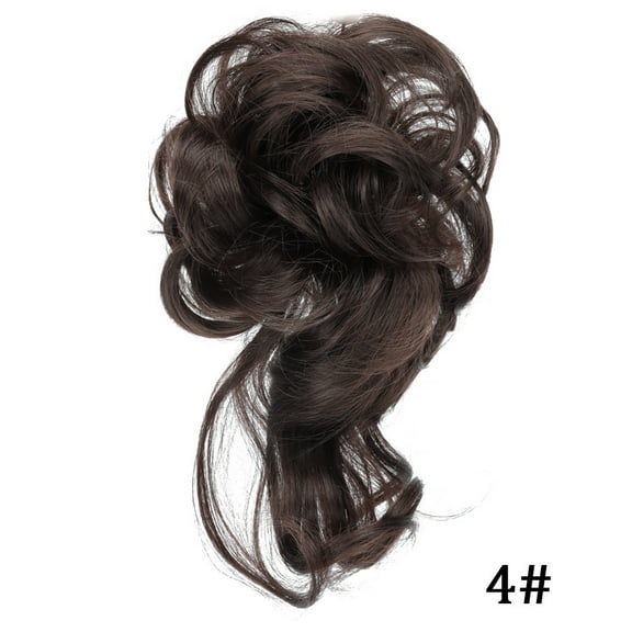 XmhyTop 20CM Messy Bun Hair Piece, Tousled Curly Updo Extension with Elastic Hair Band & Scrunchie for Women, Black Brown