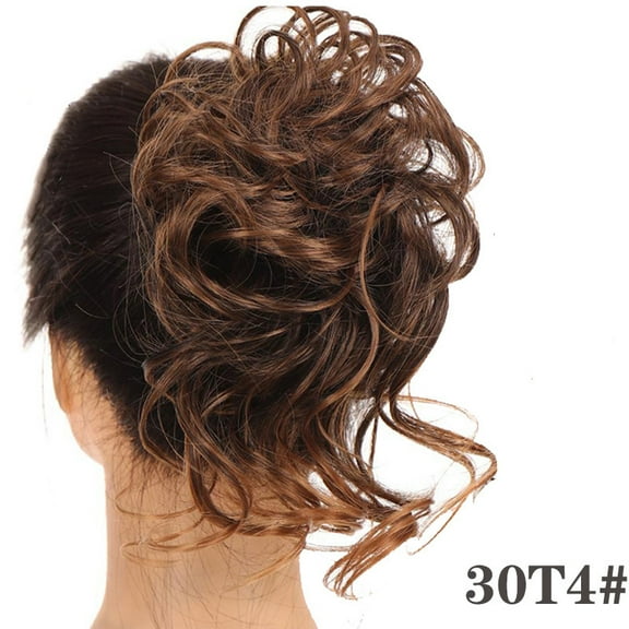 XmhyTop 20CM Messy Bun Hair Piece, Tousled Curly Updo Extension with Elastic Hair Band & Scrunchie for Women, Brown A