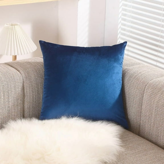 XmhyTop 20x20 Inch Dark Blue Velvet Decorative Throw Pillow, Pack of 1 Polyester Fiber Filled Pillow for Couch, Bedroom, Living Room & Outdoor
