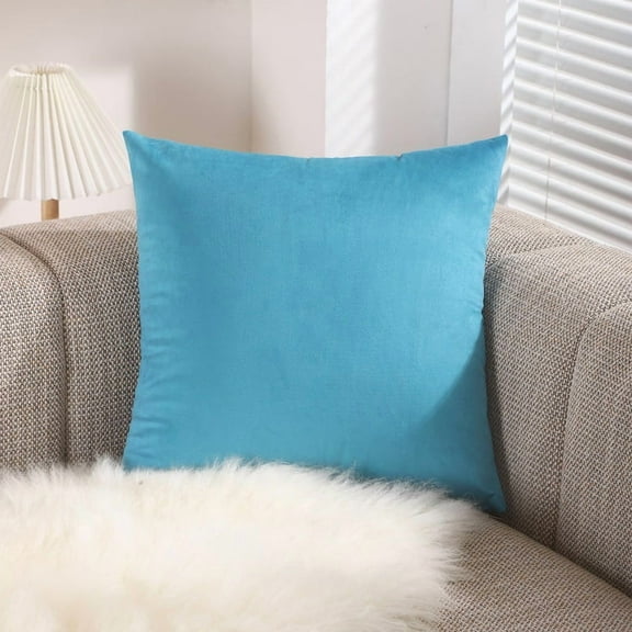 XmhyTop 20x20 Inch Sky Blue Velvet Decorative Throw Pillow, Pack of 1 Polyester Fiber Filled Pillow for Couch, Bedroom, Living Room & Outdoor