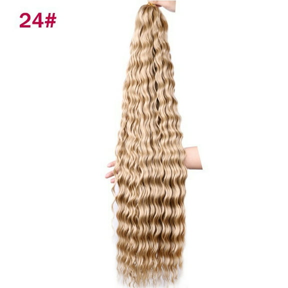 XmhyTop 24 Inch 3-Bundle Human Braiding Hair, 100g/Bundle Deep Wave Curly Extensions, Wet and Wavy Texture for Boho Braids Styling, Blonde A