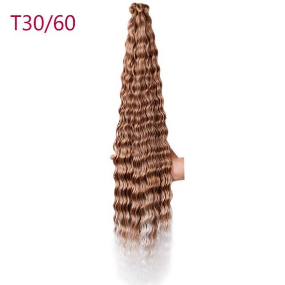 XmhyTop 24 Inch 3-Bundle Human Braiding Hair, 100g/Bundle Deep Wave Curly Extensions, Wet and Wavy Texture for Boho Braids Styling, Brown Grey