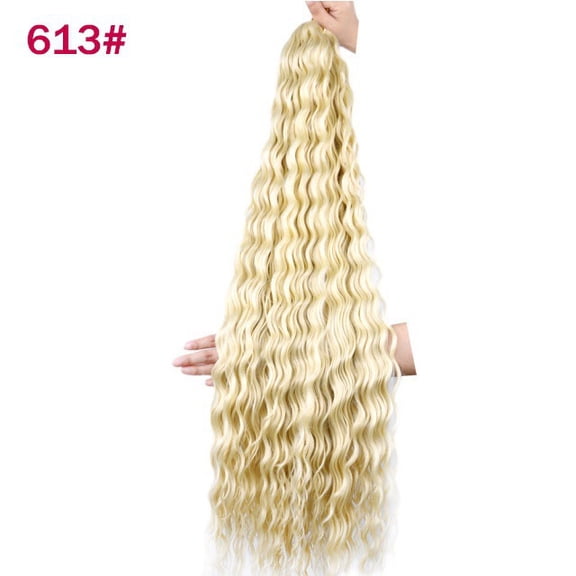 XmhyTop 24 Inch 3-Bundle Human Braiding Hair, 100g/Bundle Deep Wave Curly Extensions, Wet and Wavy Texture for Boho Braids Styling, Light Blonde