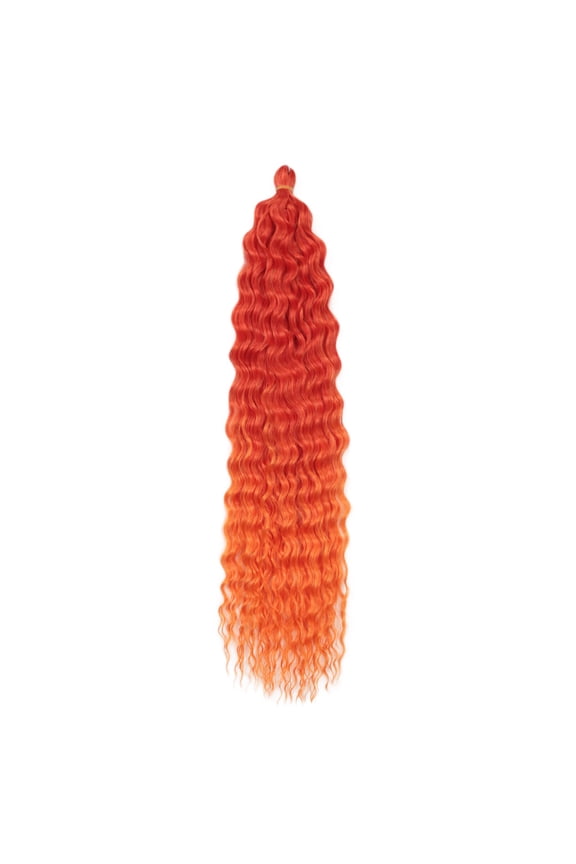 24 Inch 3-Bundle Human Braiding Hair, 100g/Bundle Deep Wave Curly Extensions, Wet and Wavy Texture for Boho Braids Styling, Orange