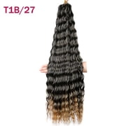 XmhyTop 24 Inch 6-Bundle Human Braiding Hair, 100g/Bundle Deep Wave Curly Extensions, Wet and Wavy Texture for Boho Braids Styling, Black Blonde