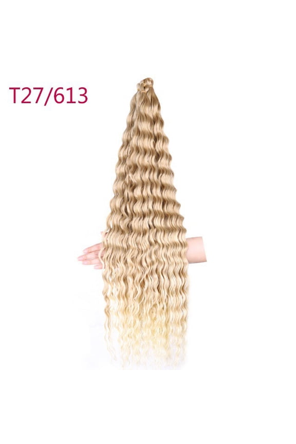 24 Inch 6-Bundle Human Braiding Hair, 100g/Bundle Deep Wave Curly Extensions, Wet and Wavy Texture for Boho Braids Styling, Blonde C