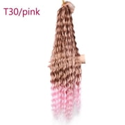 XmhyTop 24 Inch 6-Bundle Human Braiding Hair, 100g/Bundle Deep Wave Curly Extensions, Wet and Wavy Texture for Boho Braids Styling, Brown Pink