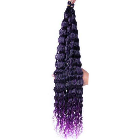 XmhyTop 24 Inch 6-Bundle Human Braiding Hair, 100g/Bundle Deep Wave Curly Extensions, Wet and Wavy Texture for Boho Braids Styling, Dark Purple