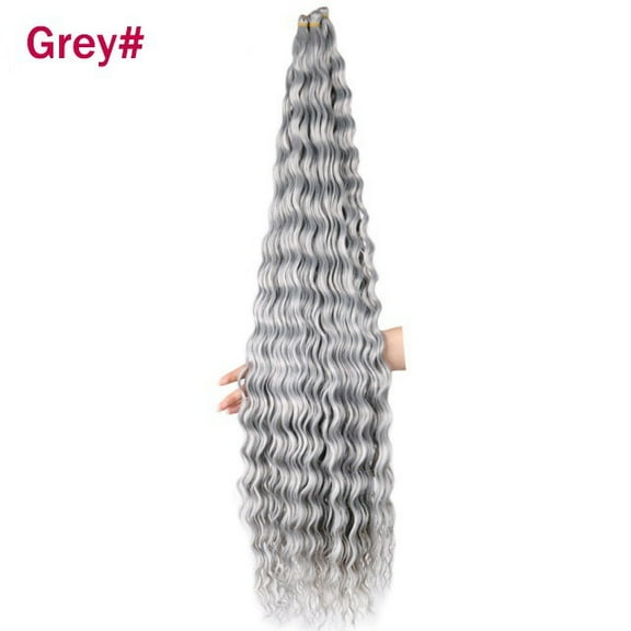 XmhyTop 24 Inch 6-Bundle Human Braiding Hair, 100g/Bundle Deep Wave Curly Extensions, Wet and Wavy Texture for Boho Braids Styling, Grey
