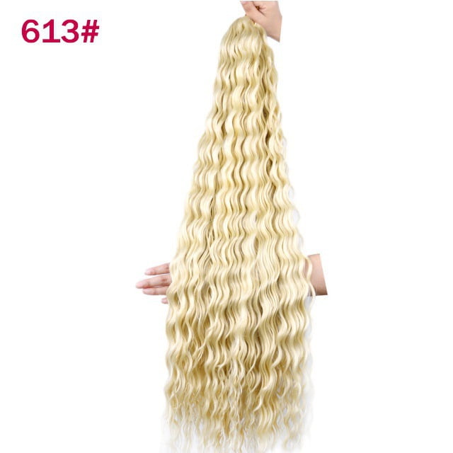 XmhyTop 24 Inch 6-Bundle Human Braiding Hair, 100g/Bundle Deep Wave Curly Extensions, Wet and Wavy Texture for Boho Braids Styling, Light Blonde