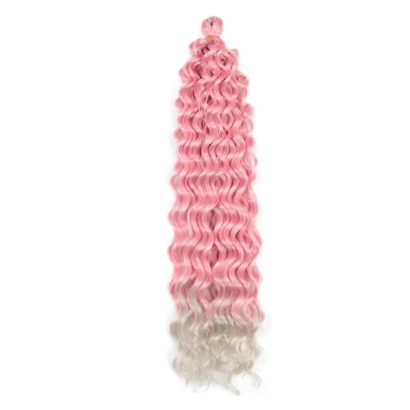 XmhyTop 24-Inch Deep Wavy Ocean Wave Crochet Hair, Voluminous Long Curly Synthetic Braids, Deep Twist Braiding Extensions for WomenPink to White
